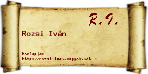 Rozsi Iván névjegykártya